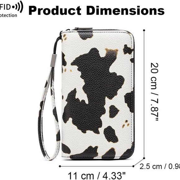 Elegant 36-Slot Wallet for Women - RFID Protected Accordion Purse, Cow Print - Picture 6 of 6